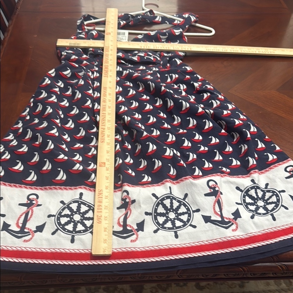 Ahoy sailor! Nautical sailboat Anthropologie Blue Halter Mini Sundress babydoll - Picture 11 of 14